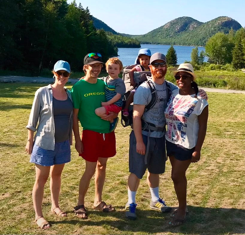 Two families near a lake